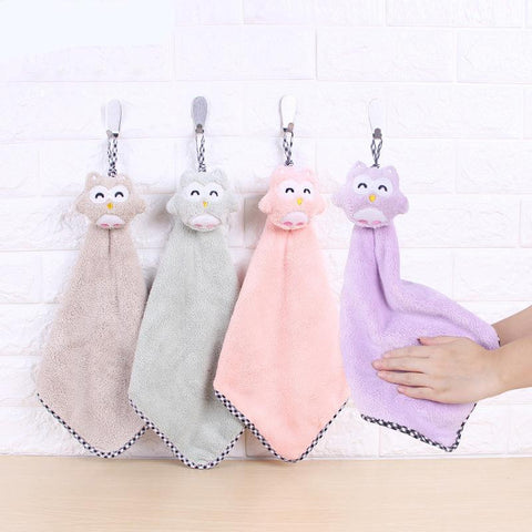 Owl Pattern Absorbent Microfiber Hand Towel