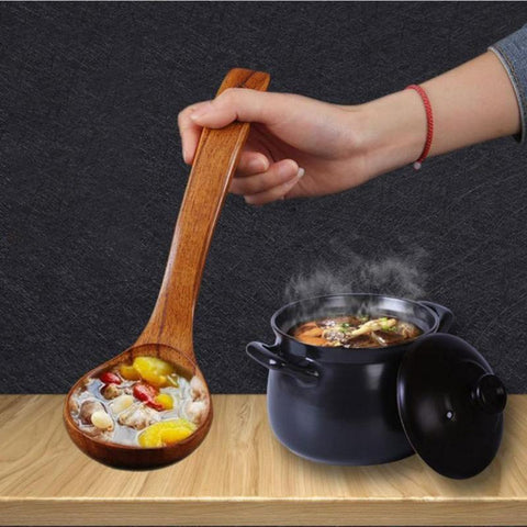Natural Wood Long Handled Ladle