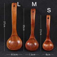 Natural Wood Long Handled Ladle